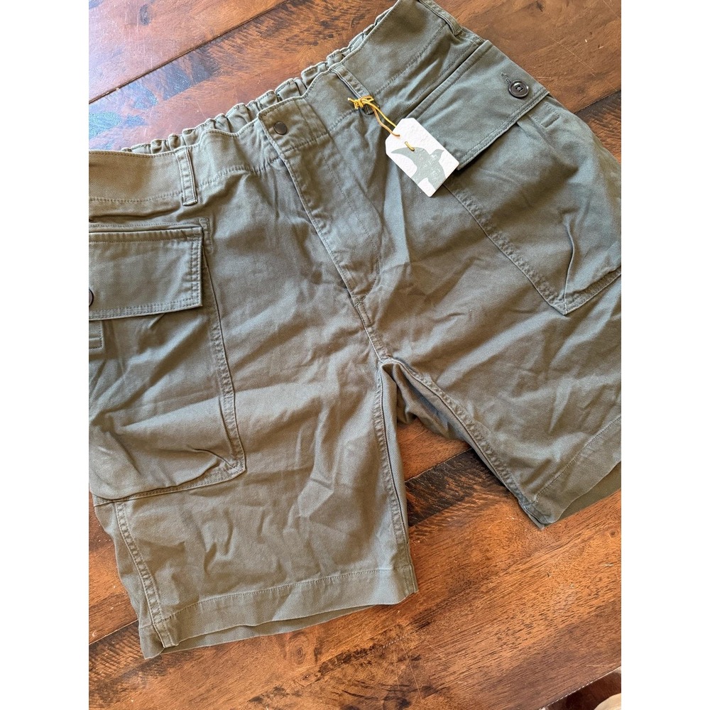 Relwen Shorts Mens 36 Green Canvas FLX Camp Cargo Stretch Elastic Waist 8 Inch